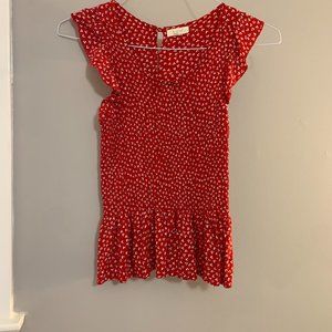 red short sleeved floral shirt